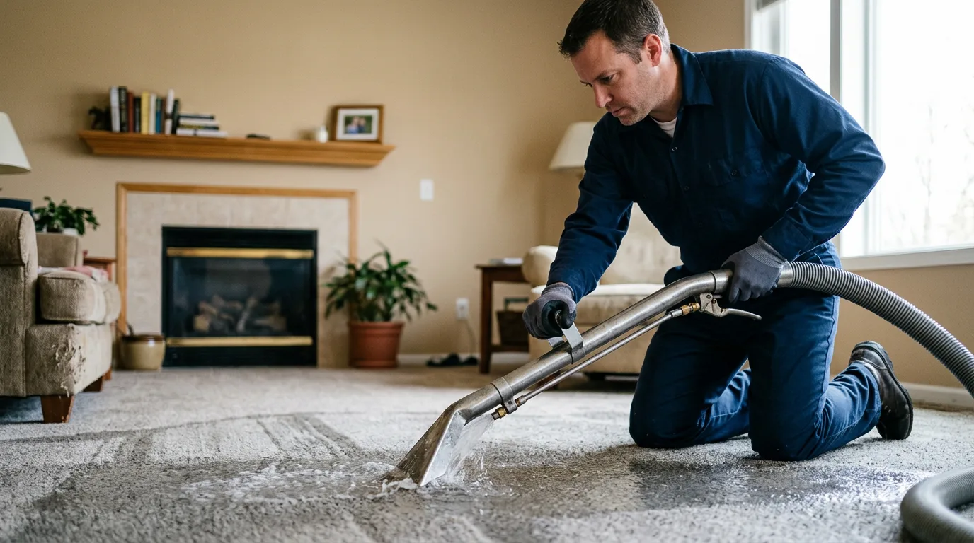 Water damage restoration technician working near Peckville, PA